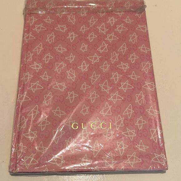 Gucci GG Monogram Logo Blank Journal Notebook Pink Star Print Sketchbook New - Picture 2 of 9